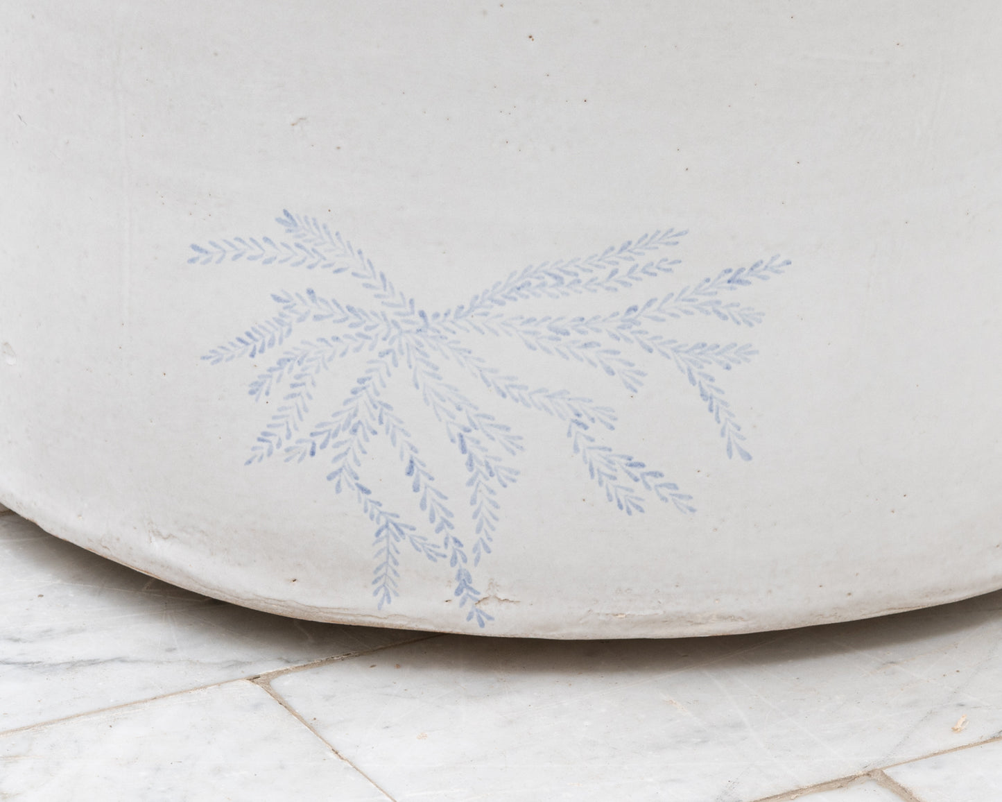 DALE BLONE SIDE TABLE - 21" H, HAND-PAINTED CERAMIC, HAND MADE TILE