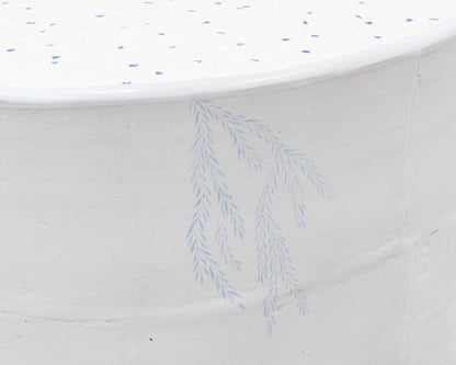DALE BLONE SIDE TABLE - 21" H, HAND-PAINTED CERAMIC, HAND MADE TILE