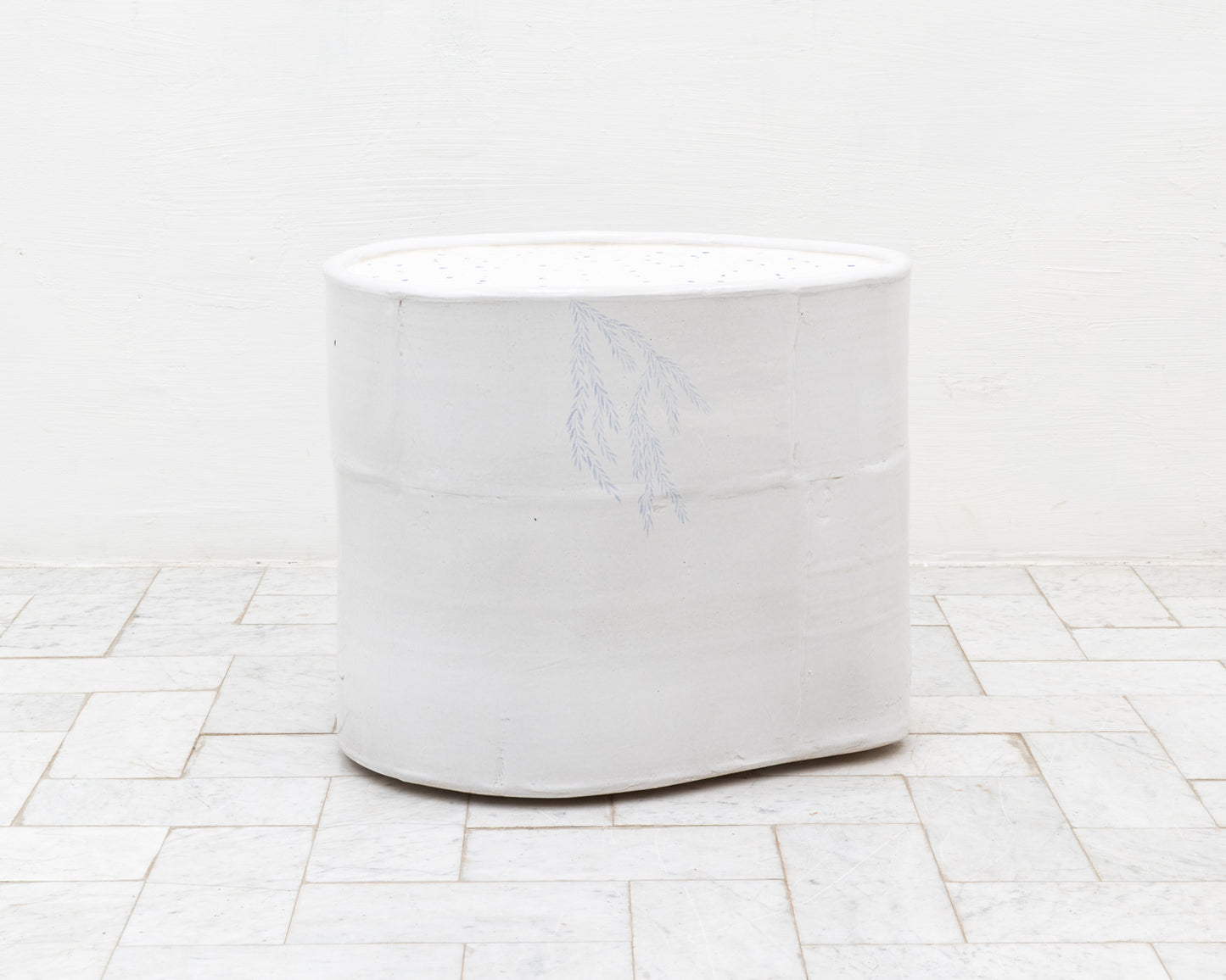 DALE BLONE SIDE TABLE - 21" H, HAND-PAINTED CERAMIC, HAND MADE TILE