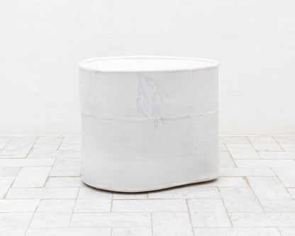 DALE BLONE SIDE TABLE - 21" H, HAND-PAINTED CERAMIC, HAND MADE TILE