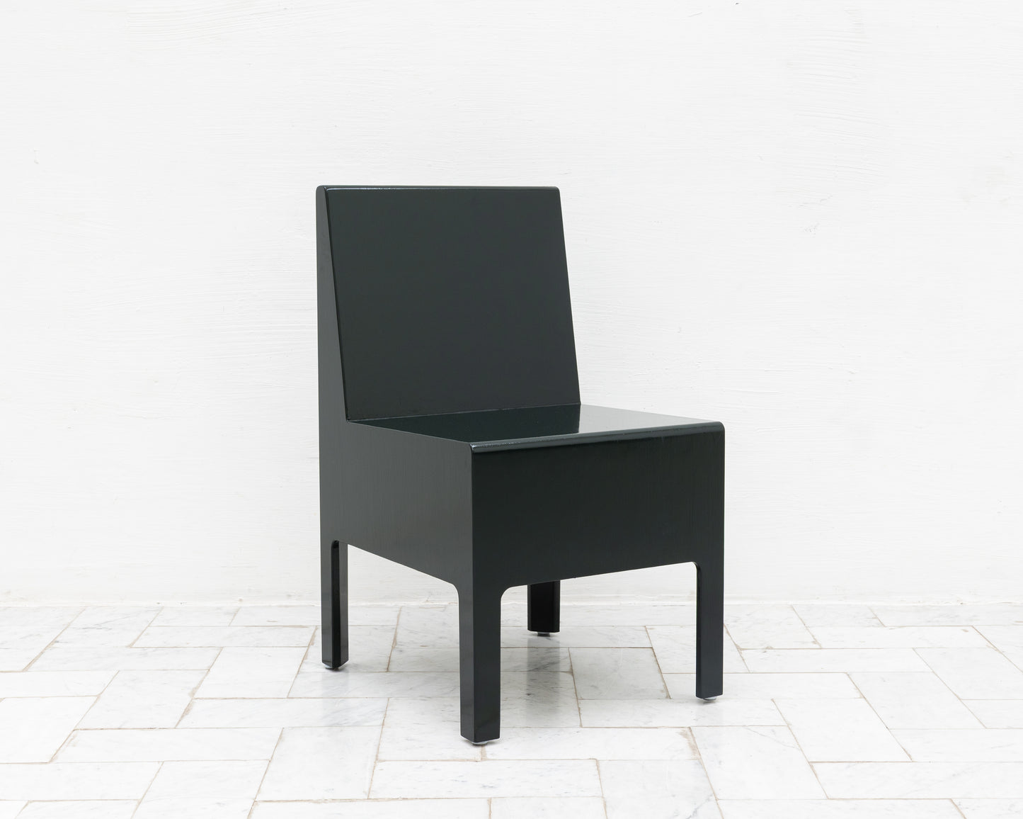JEPPE CHAIR - "ALMOST BLACK" DARK GREEN BRUSH PAINTED PLYWOOD
