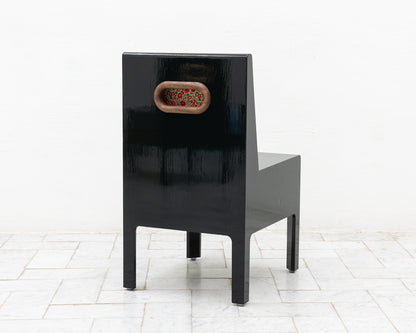 JEPPE CHAIR - "ALMOST BLACK" DARK GREEN BRUSH PAINTED PLYWOOD