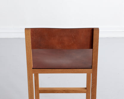 SQUARE GUEST BAR STOOL - NATURAL OAK, NATURAL MULLED LEATHER