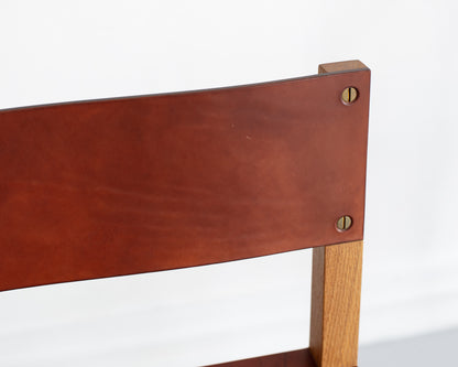 SQUARE GUEST BAR STOOL - NATURAL OAK, NATURAL MULLED LEATHER