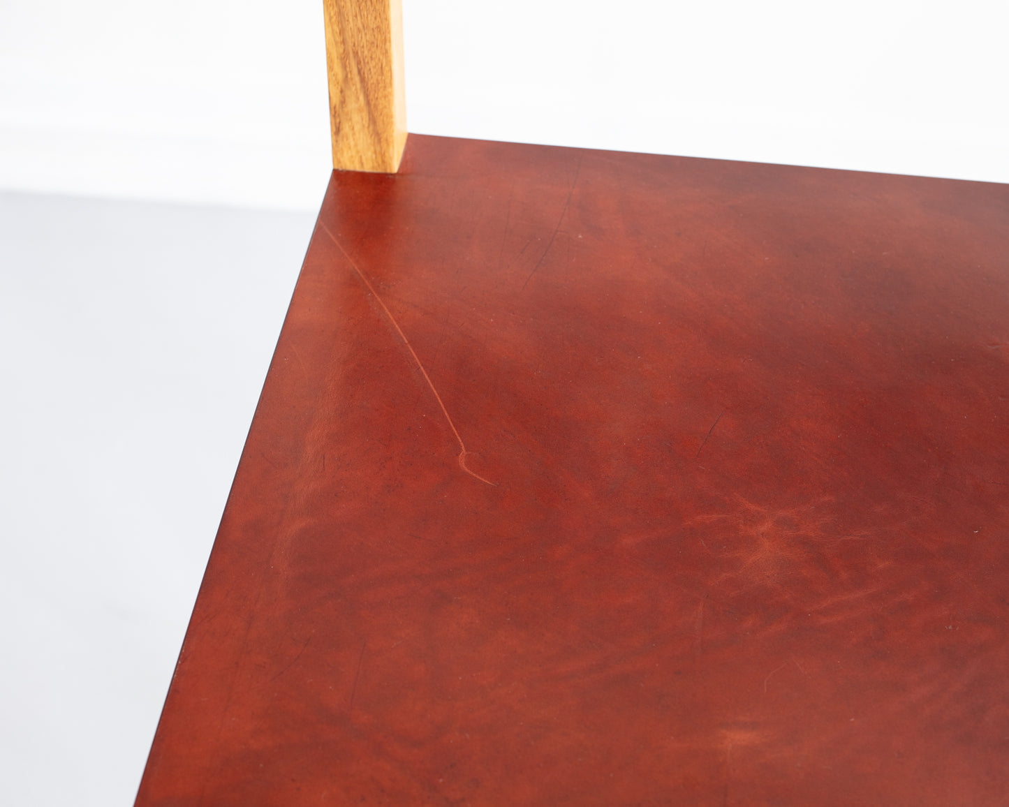SQUARE GUEST BAR STOOL - NATURAL OAK, NATURAL MULLED LEATHER