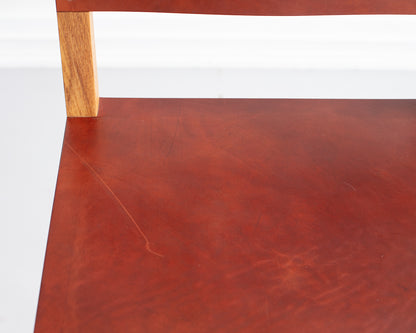 SQUARE GUEST BAR STOOL - NATURAL OAK, NATURAL MULLED LEATHER