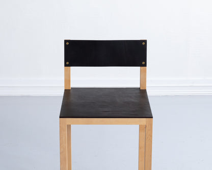 SQUARE GUEST COUNTER STOOL - NATURAL MAPLE, DARK MULLED LEATHER