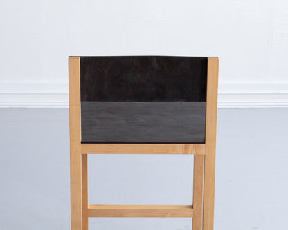 SQUARE GUEST COUNTER STOOL - NATURAL MAPLE, DARK MULLED LEATHER