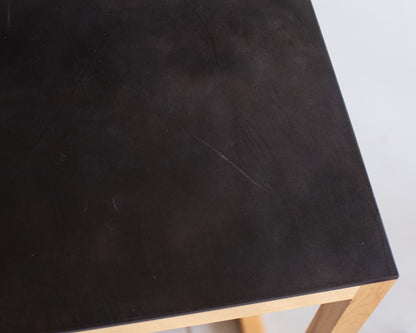 SQUARE GUEST COUNTER STOOL - NATURAL MAPLE, DARK MULLED LEATHER