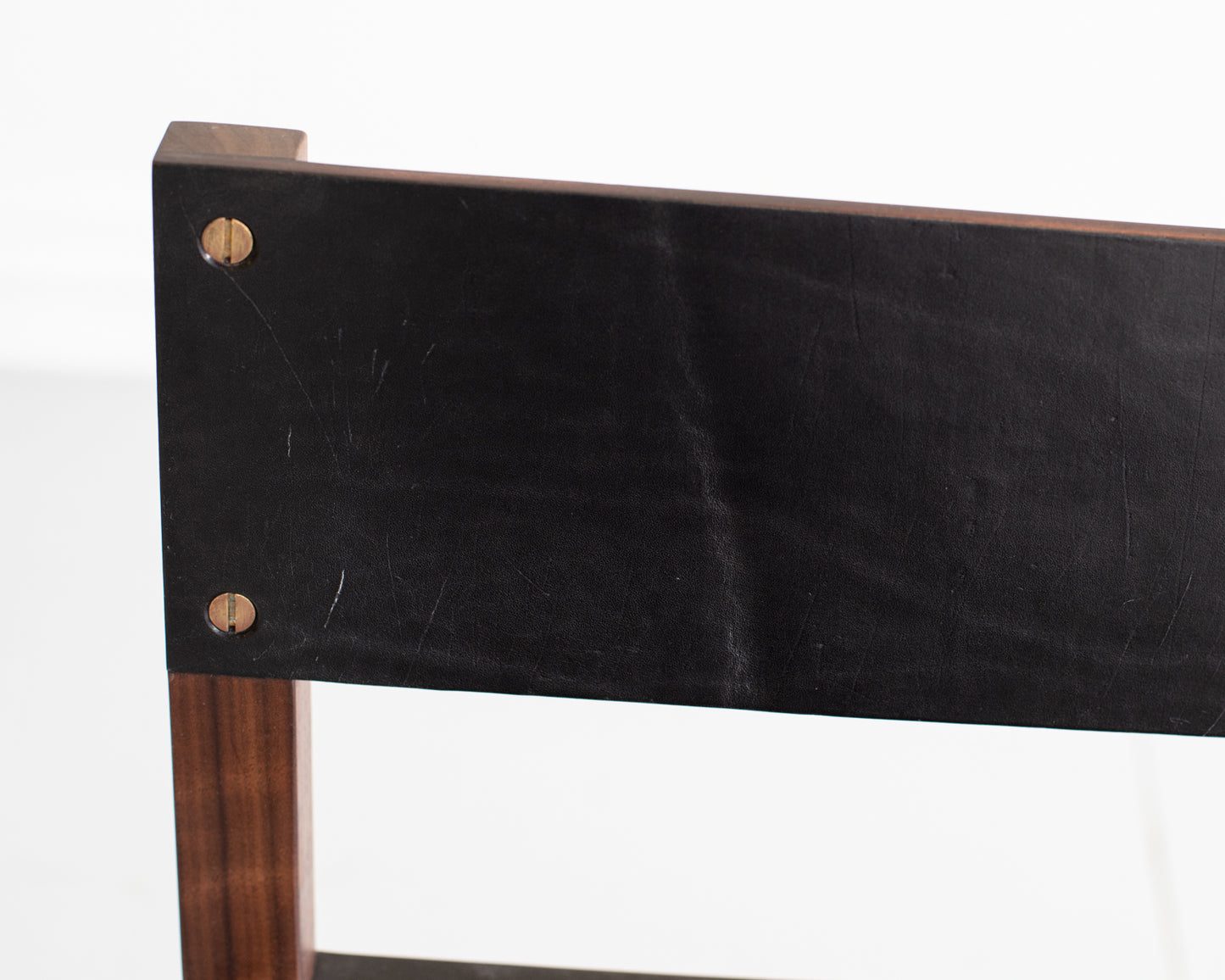 SQUARE GUEST BAR STOOL - BLACK WALNUT, DARK MULLED LEATHER