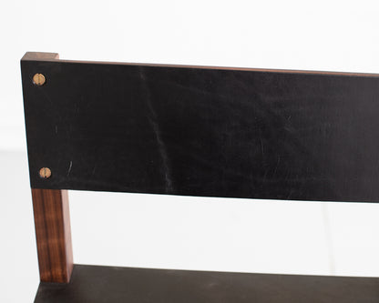 SQUARE GUEST BAR STOOL - BLACK WALNUT, DARK MULLED LEATHER