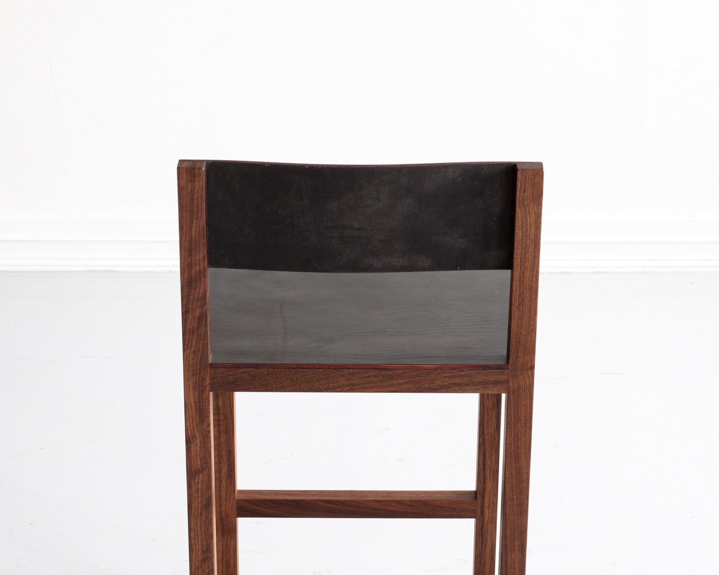 SQUARE GUEST BAR STOOL - BLACK WALNUT, DARK MULLED LEATHER