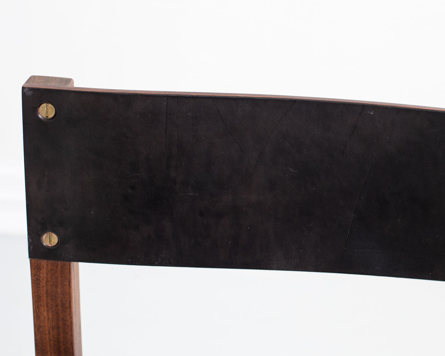 SQUARE GUEST BAR STOOL - BLACK WALNUT, DARK MULLED LEATHER
