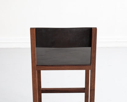 SQUARE GUEST BAR STOOL - BLACK WALNUT, DARK MULLED LEATHER