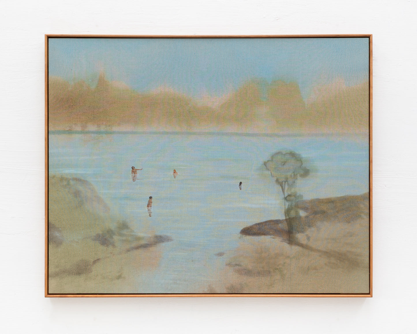 ACRYLIC ON LINEN PAINTING - DISTANT BATHERS #85 - 46" W X 37" H