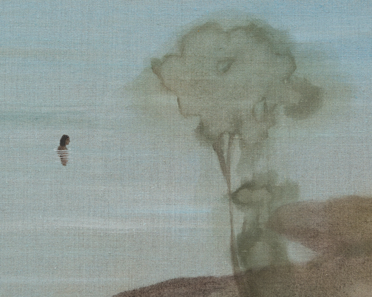 ACRYLIC ON LINEN PAINTING - DISTANT BATHERS #85 - 46" W X 37" H