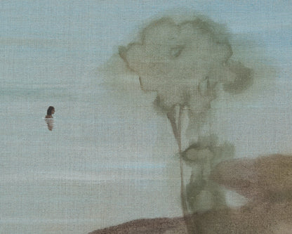 ACRYLIC ON LINEN PAINTING - DISTANT BATHERS #85 - 46" W X 37" H