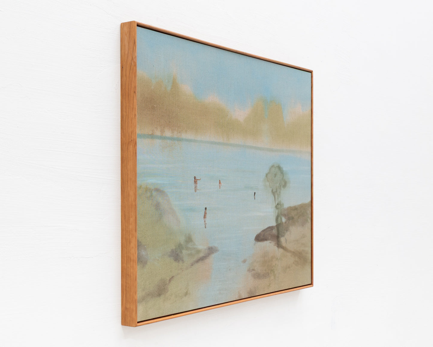 ACRYLIC ON LINEN PAINTING - DISTANT BATHERS #85 - 46" W X 37" H
