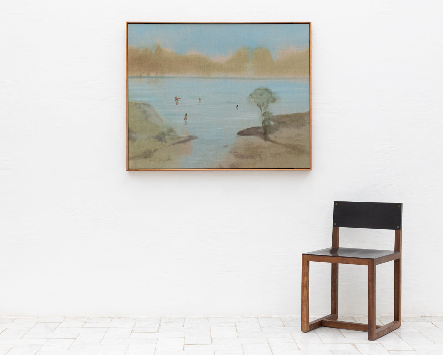 ACRYLIC ON LINEN PAINTING - DISTANT BATHERS #85 - 46" W X 37" H