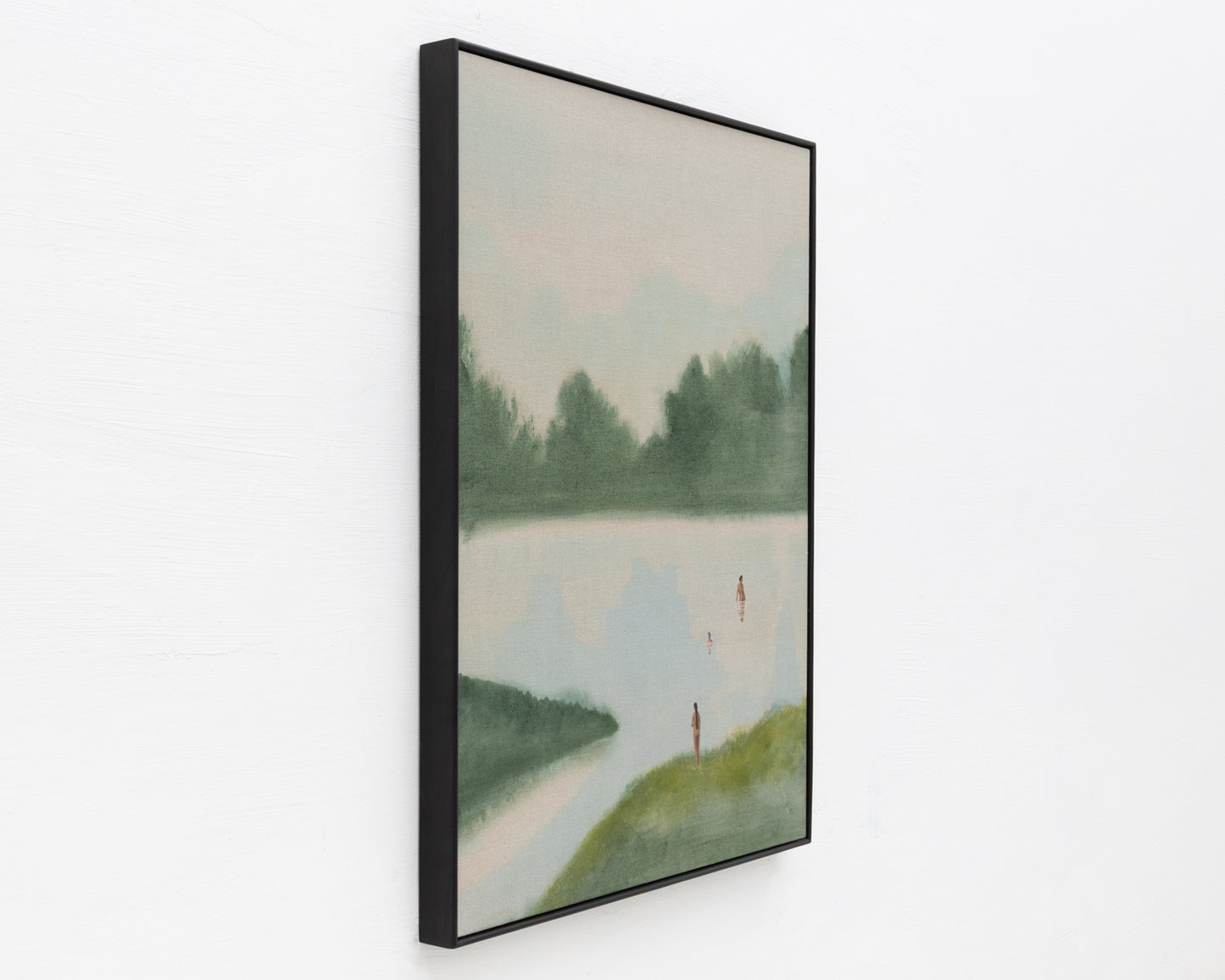 ACRYLIC ON LINEN PAINTING - DISTANT BATHERS #86 - 37" W X 46" H