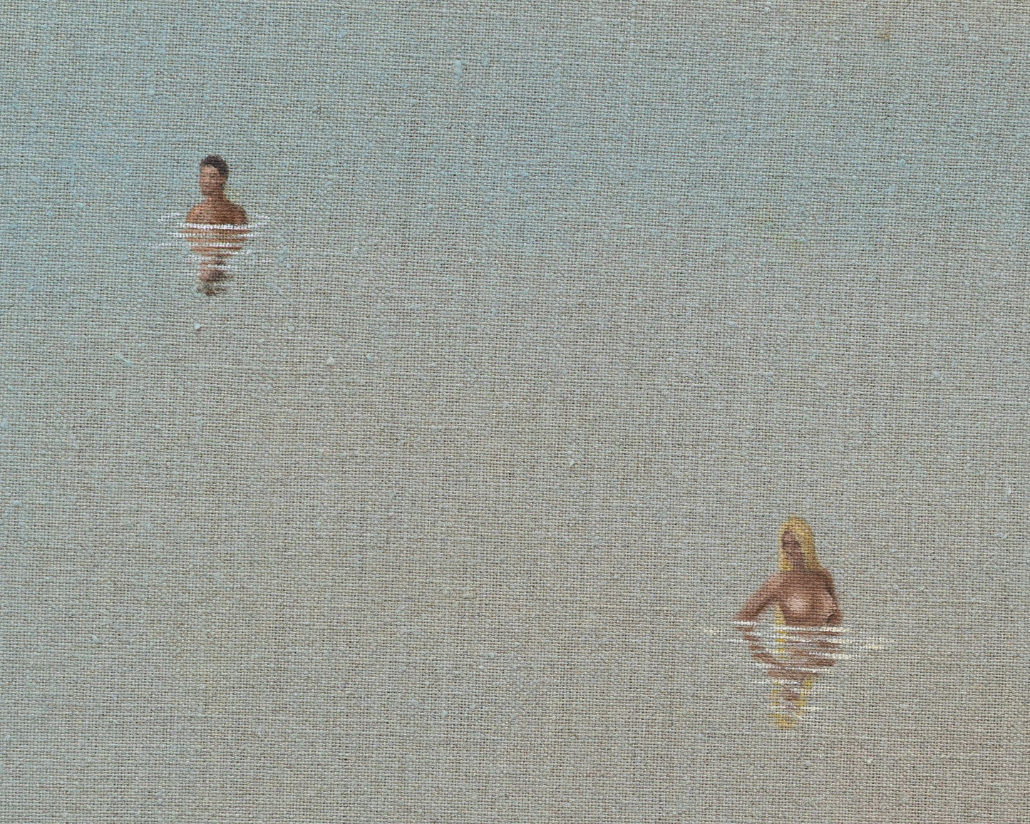 ACRYLIC ON LINEN PAINTING - DISTANT BATHERS #87 - 46" W X 37" H