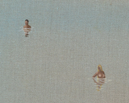 ACRYLIC ON LINEN PAINTING - DISTANT BATHERS #87 - 46" W X 37" H