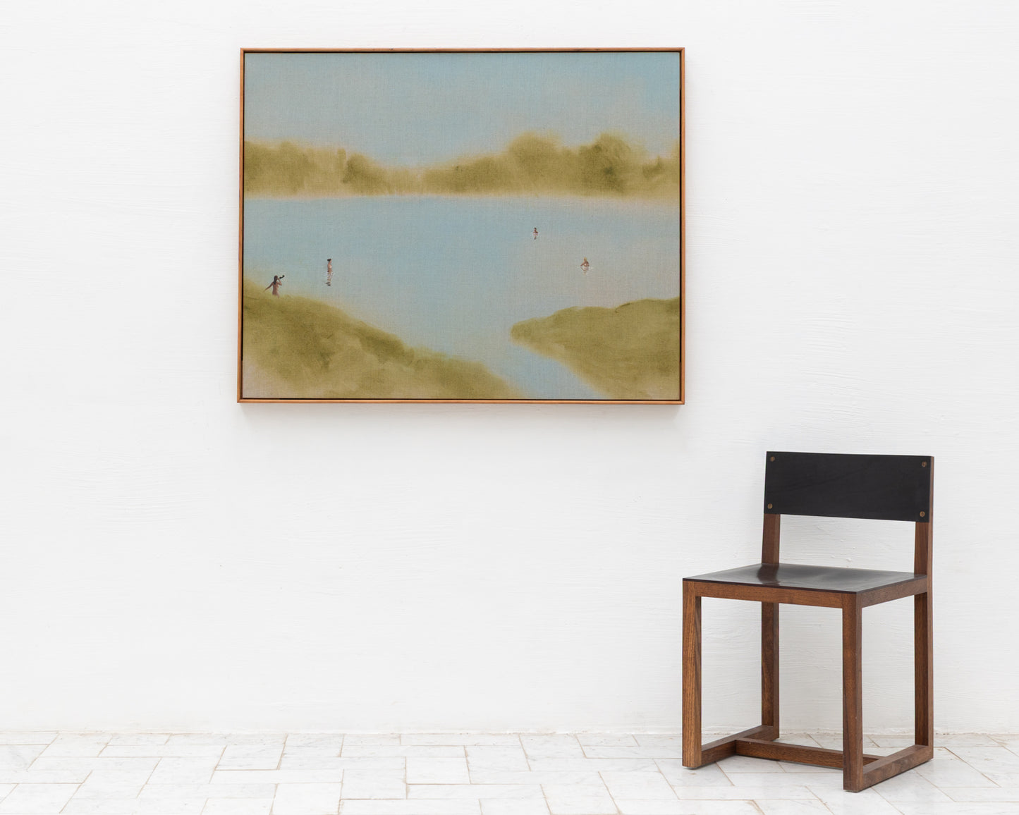 ACRYLIC ON LINEN PAINTING - DISTANT BATHERS #87 - 46" W X 37" H