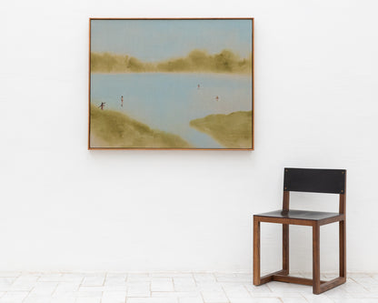 ACRYLIC ON LINEN PAINTING - DISTANT BATHERS #87 - 46" W X 37" H