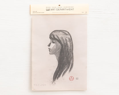 BDDW FINE ART DEPT CHARCOAL SKETCH - 19" H X 13.5" W