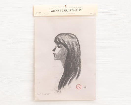 BDDW FINE ART DEPT CHARCOAL SKETCH - 19" H X 13.5" W