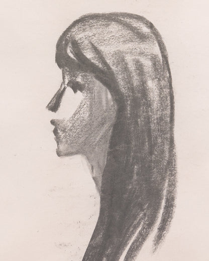 BDDW FINE ART DEPT CHARCOAL SKETCH - 19" H X 13.5" W
