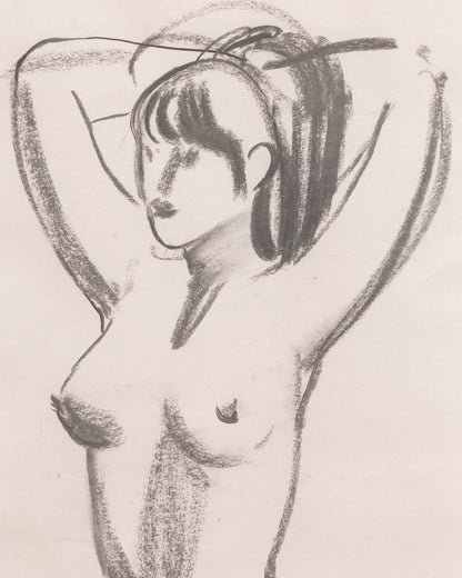 BDDW FINE ART DEPT CHARCOAL SKETCH - 19" H X 13.5" W