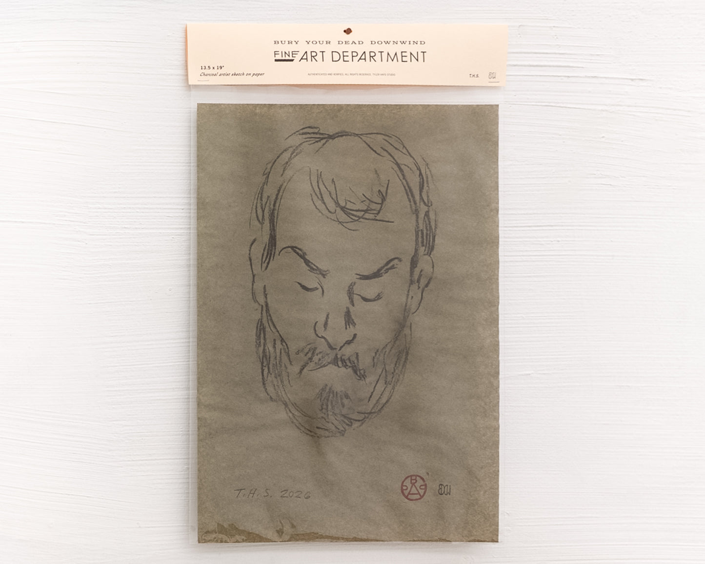 BDDW FINE ART DEPT CHARCOAL SKETCH - 19" H X 13.5" W