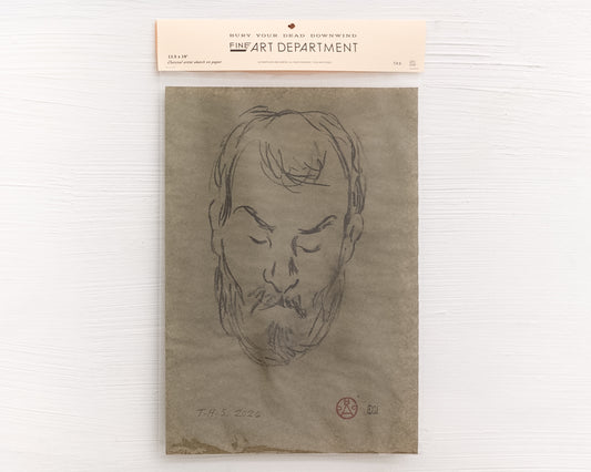 BDDW FINE ART DEPT CHARCOAL SKETCH - 19" H X 13.5" W