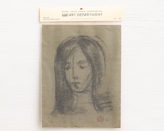 BDDW FINE ART DEPT CHARCOAL SKETCH - 19" H X 13.5" W