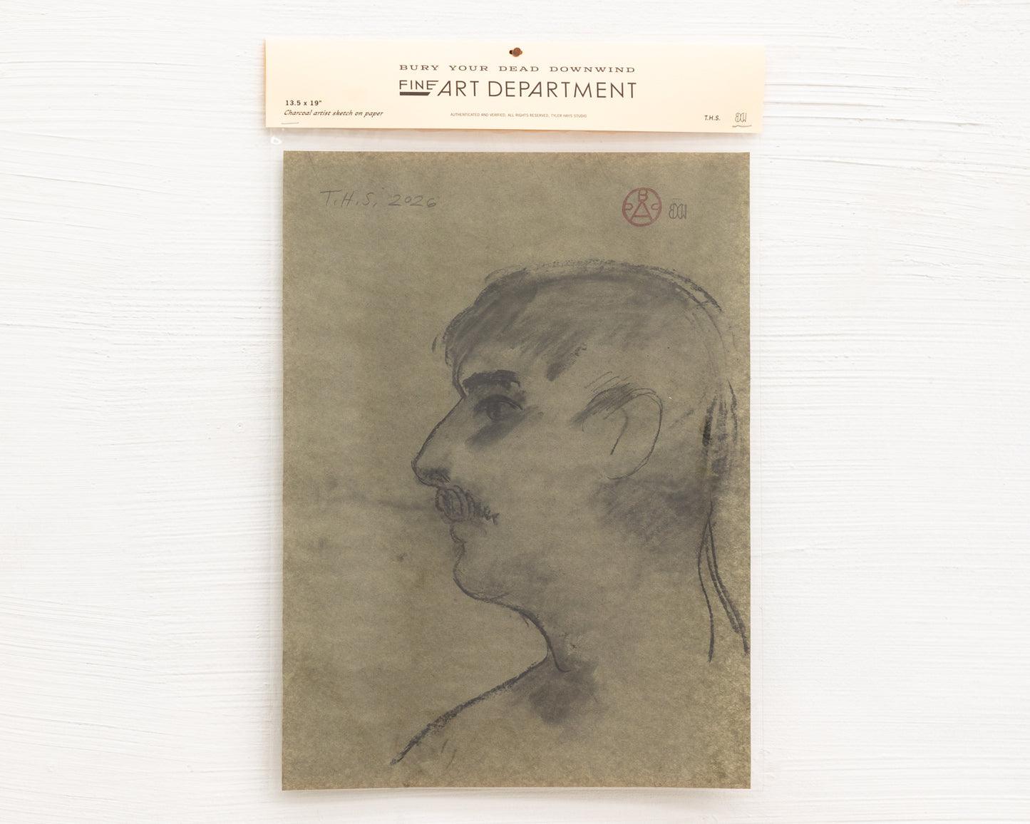 BDDW FINE ART DEPT CHARCOAL SKETCH - 19" H X 13.5" W
