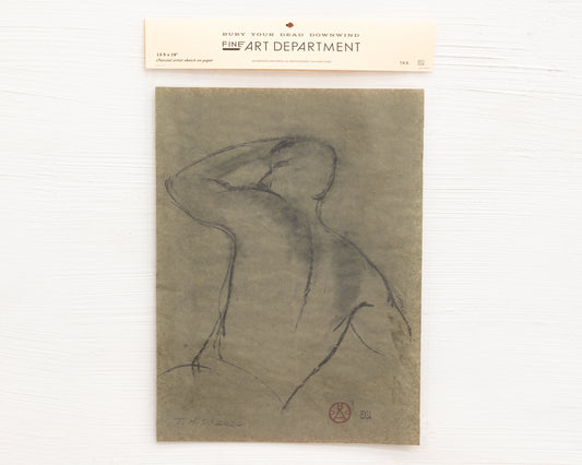 BDDW FINE ART DEPT CHARCOAL SKETCH - 19" H X 13.5" W