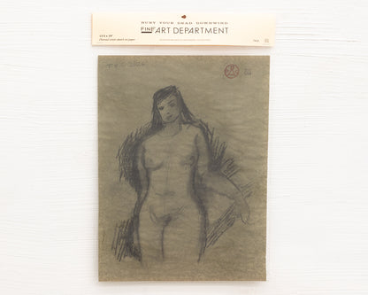 BDDW FINE ART DEPT CHARCOAL SKETCH - 19" H X 13.5" W