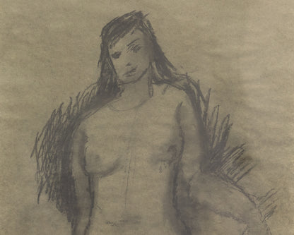BDDW FINE ART DEPT CHARCOAL SKETCH - 19" H X 13.5" W