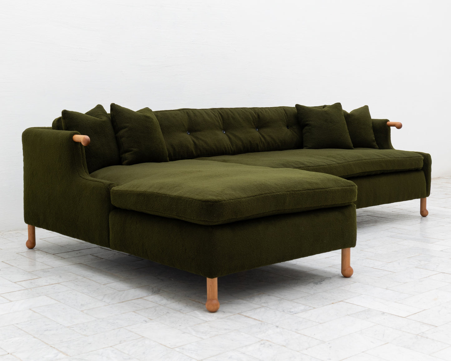MABEL SECTIONAL SOFA - 9' X 5.5', BDDW FABRIC #251, CHERRY ARMS AND FEET