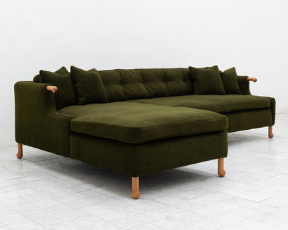 MABEL SECTIONAL SOFA - 9' X 5.5', BDDW FABRIC #251, CHERRY ARMS AND FEET