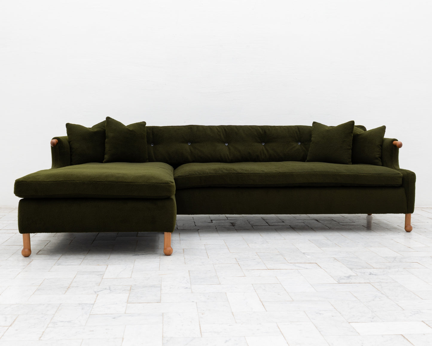 MABEL SECTIONAL SOFA - 9' X 5.5', BDDW FABRIC #251, CHERRY ARMS AND FEET