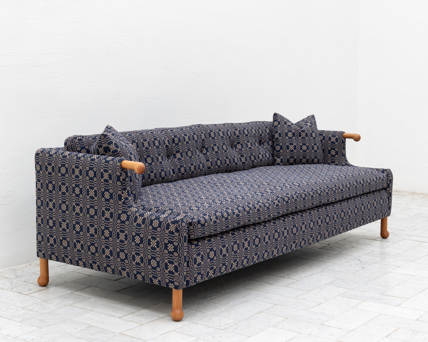MABEL SOFA - 7', BDDW FABRIC #422, CHERRY ARMS AND FEET