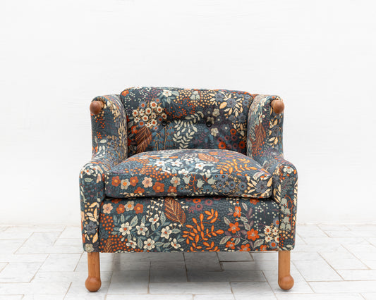 MABEL CLUB CHAIR - BDDW FABRIC #324, CHERRY ARMS AND FEET