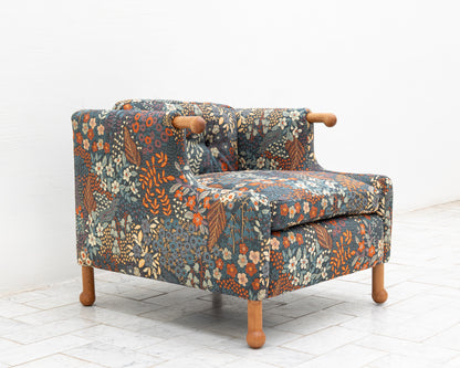 MABEL CLUB CHAIR - BDDW FABRIC #324, CHERRY ARMS AND FEET