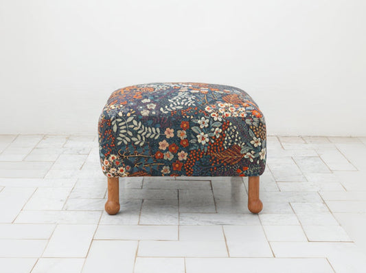 MABEL OTTOMAN - 24", BDDW FABRIC #324, CHERRY FEET