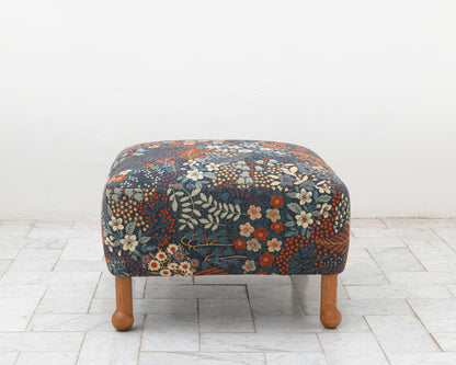 MABEL OTTOMAN - 24", BDDW FABRIC #324, CHERRY FEET