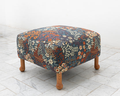 MABEL OTTOMAN - 24", BDDW FABRIC #324, CHERRY FEET