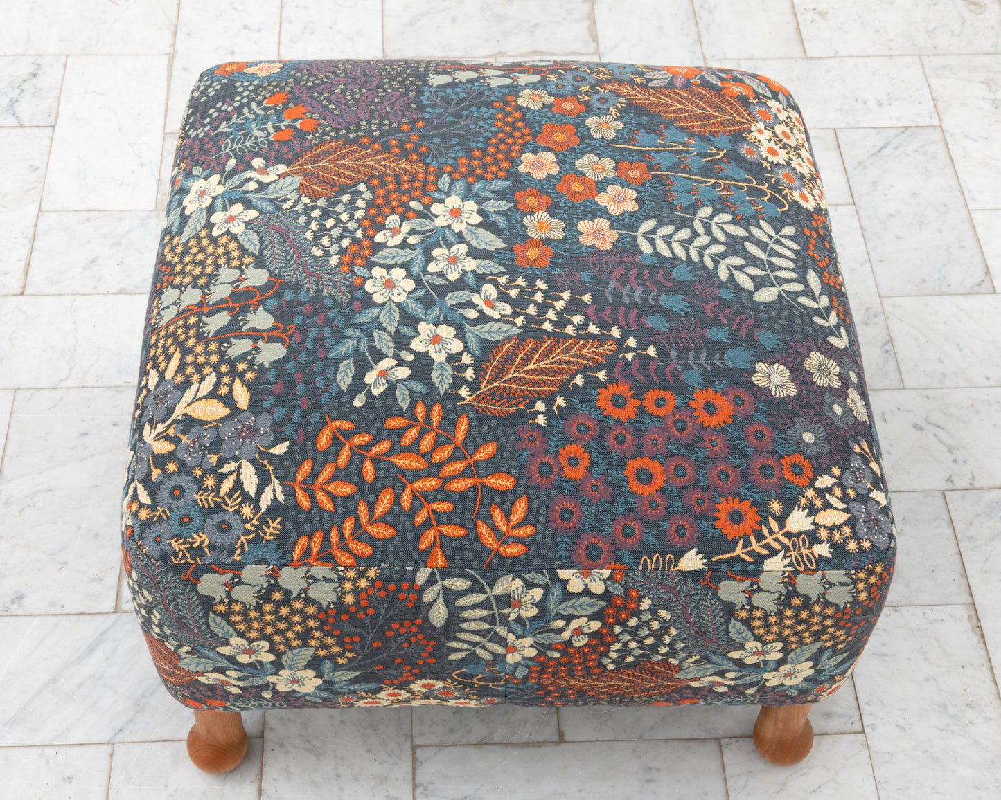 MABEL OTTOMAN - 24", BDDW FABRIC #324, CHERRY FEET