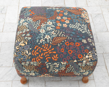 MABEL OTTOMAN - 24", BDDW FABRIC #324, CHERRY FEET